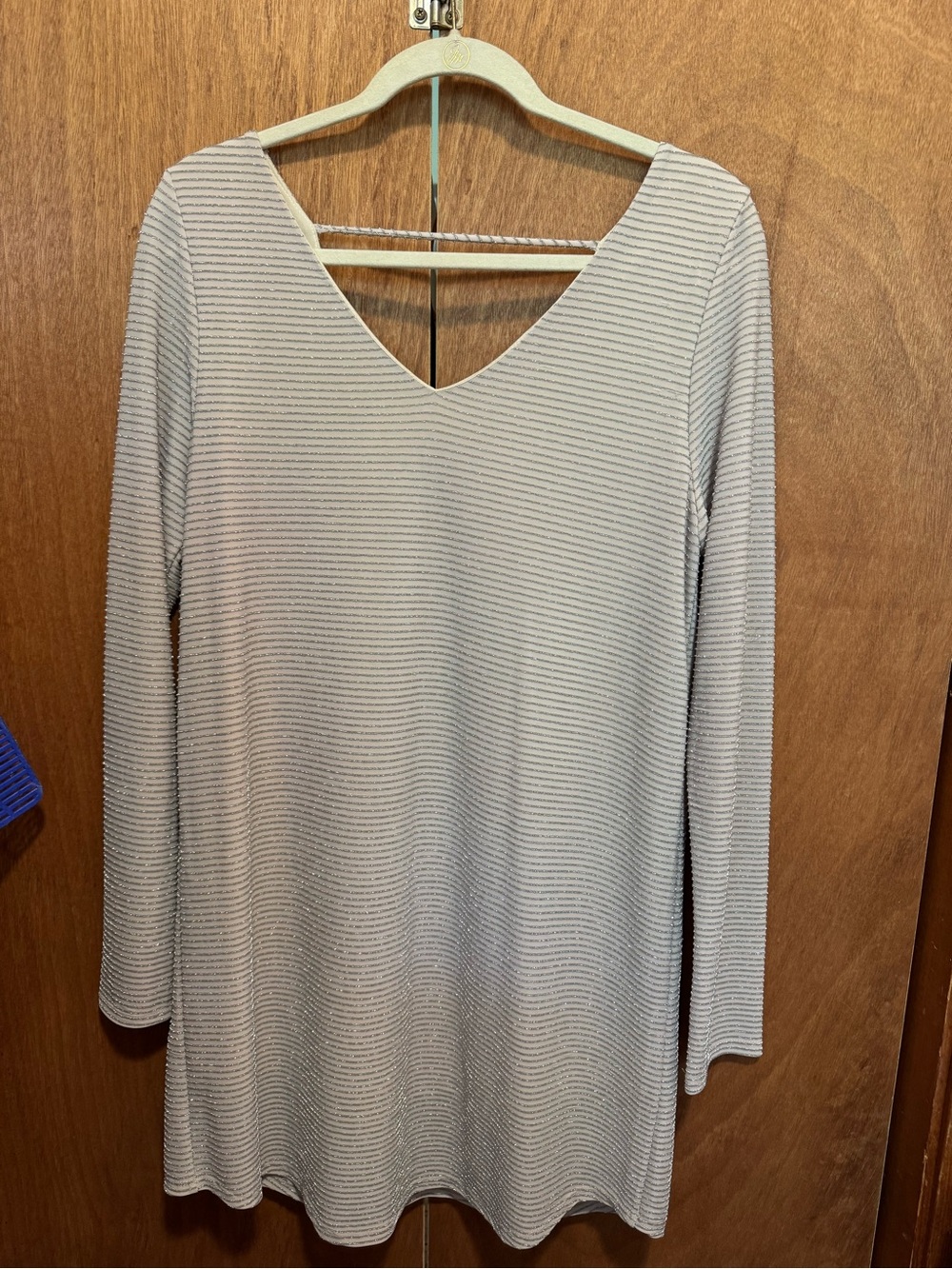 Buddy Love Light Gray V-Neck Long Sleeve Dress